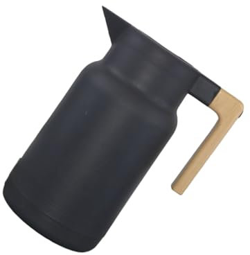 Botella de agua aislada con forro de vidrio de 1 litro con mango de madera suave para bebidas frías y calientes