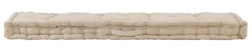Eleganz Imbottitura per mobili in pallet, cuscino in cotone, 120 x 40 x 7 cm, beige, comoda e durevole, per giardino, balcone e soggiorno, Eco-Friendly & facile da pulire