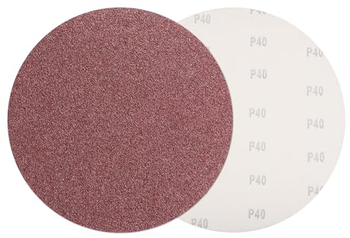 sourcing map 8 Pcs 12 Inch Sanding Discs 40 Grit Red Aluminum Oxide | Hook and Loop Sandpaper No-Hole Round Sanding Paper for Woodworking Automotive Metal Polishing