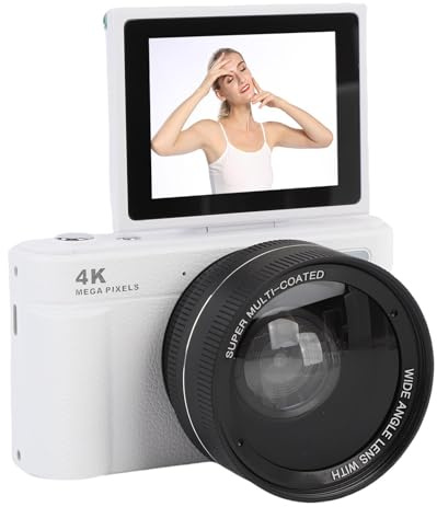 Annadue Camera Digitale 4K per Fotografia, 64 MP Autofocus 18x Digital Zoom 2.8in Retriore Senza Mirrorless con Schermo a Flip 0,45x Lende Ad Angolo Largo per Viaggi, 1500 MAh