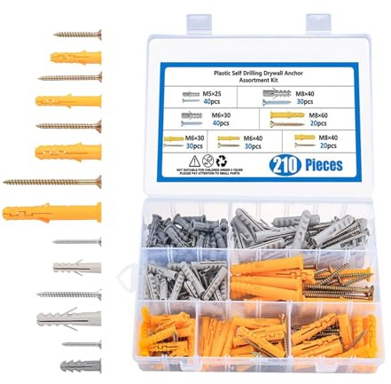 Drywall Anchors, Toggle Bolts, Expansion Screws, Heavy Duty Metal Supports, Hand Tool Set for Hollow Wall Mounting, Silver – Toggle Fasteners for Empty Walls, 7.68 X 5.12 X 1.77 Inches