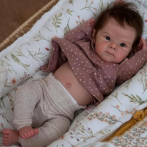 RXDOLL Reborn Babypuppen Silikon Ganzkörper Vinyl Mädchen 45,7 cm Neugeborene Realistische Babypuppen, die echt aussehen, anatomisch korrekte Babypuppe mit verwurzeltem Haar für Kinder ab 3 Jahren
