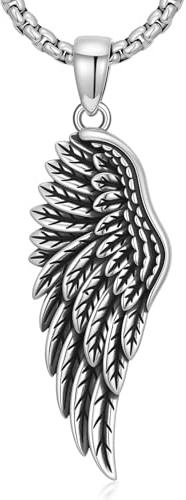 PDTJMTG Chaîne en argent sterling 925 avec pendentif en forme d'aile d'ange gothique pour homme et femme