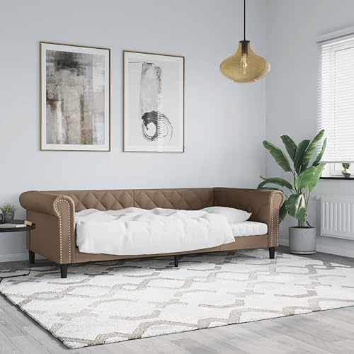 Ordellia Dagsäng, cappuccinobrun, 80 x 200 cm, bäddsoffa i konstläder med robust metallram, mångsidig möbel för sovrum och vardagsrum