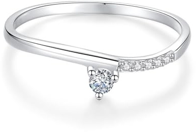 Ayoiow Damen Ringeplatin, Diamant Einfach Vorsteckring für Ehering, Platin 950 Größe 62 (19.7)