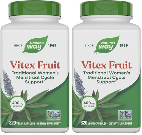 Nature's Way Vitex Fruit, Traditional Menstrual Cycle Support*, Traditional Women's Health Support*, Chasteberry Supplement for Women, Vegan, 320 Capsules (Packaging May Vary),(Pack of 2)