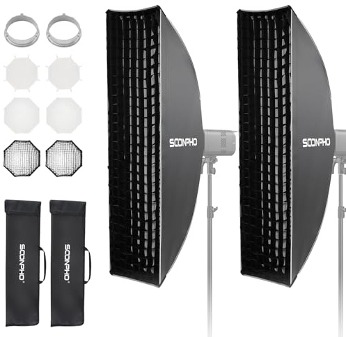 Soonpho KS 30x120cm/12x47 Strip Softbox 2 Pack Bowens Mount