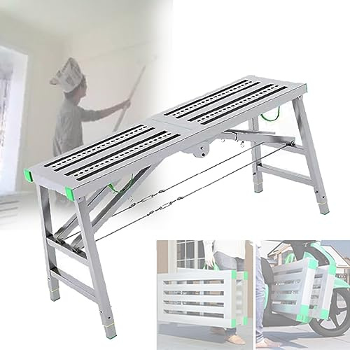 WXPGFEQ Ponteggio Pieghevole Portatile, Piattaforma di Lavoro Regolabile in Altezza con Pedale di Salita, Ideale per lavori di ristrutturazione e Manutenzione Domestica. Leggero e Facile da trasport