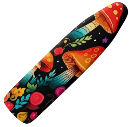 Copri Asse da Stiro Fungo Arancione Nero Copriasse da Stiro Riflettente al Calore per Stiratura Rapida Mollettone Copertura Copri Ferro da Stiro Universale Montaggio Facile 110x33cm