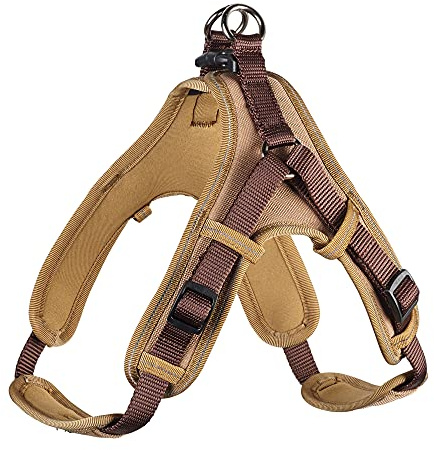 HUNTER Hundegeschirr NEOPREN VARIO QUICK, Farbe: braun/caramel, hochwertiges Nylon, Neoprenpolsterung, reflektierendes 3M Scotchlite Material, einfacher Einstieg, verstellbar, bequem, Größe: L