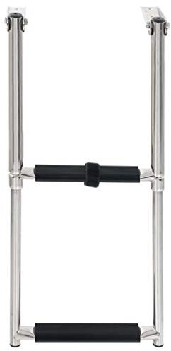 vidaXL Einstiegsleiter 2 Stufen Badeleiter Teleskopleiter Bootsleiter Heckleiter Leiter Edelstahlleiter für Boot Poolleiter Edelstahl