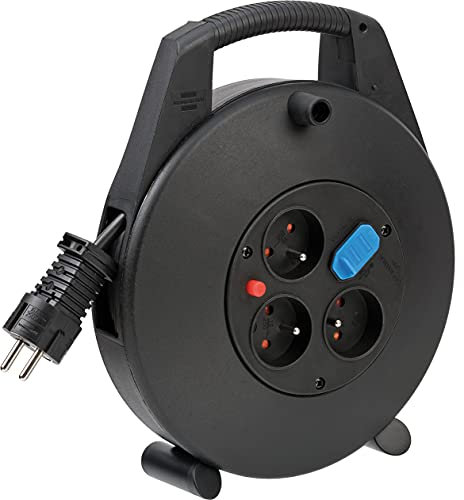 Brennenstuhl Vario Line Trommelverlängerung mit USB und 3 Buchsen/Trommelverlängerung für den Innenbereich (Kabeltrommel mit USB Ladefunktion und 10m, Made in Germany) schwarz