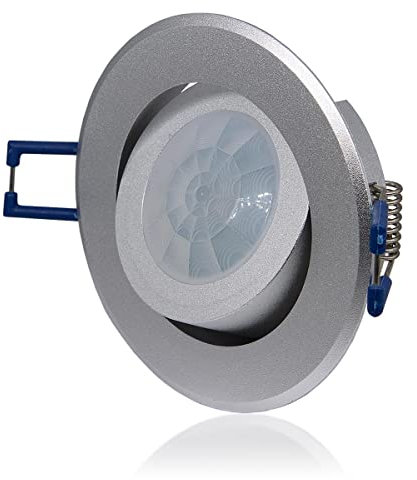 Infrarot Decken Unterputz Bewegungsmelder Ø68mm Reichweite 8m bei 360° schwenkbar Aluminium Bewegungsmelder für den Innenbereich Präsenzmelder Reichweiteneinstellung Tageslichterkennung