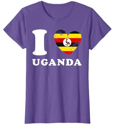 I Love Uganda - Heart Flag Uganda T-Shirt
