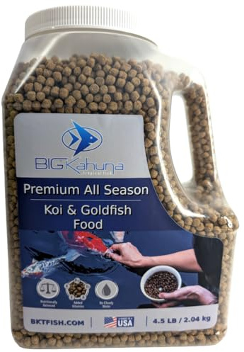 BIG Kahuna Koi Fish Food for Ponds 4.5lbs - Koi Food for Pond Fish Food Pellets – 3/16-1/4 Floating Pond Pellet