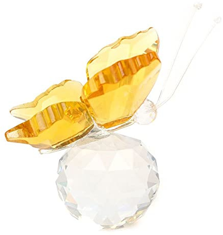 Lioaeust Kristall-Schmetterlings-Figur, Schmetterlings-Ornamente, Basteln, Glas, Briefbeschwerer, Heimdekoration, Hochzeitsdekoration für Wohnzimmer (gelb)