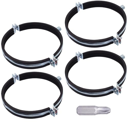 SKIR'CO Rohrschellen mit Gummierung für 138-142 mm Rohre, Schwarz, 4 Stück