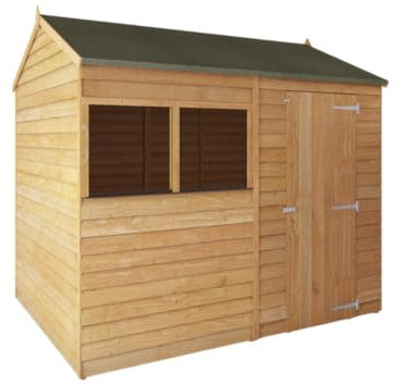 WALTONS 8 x 6 Overlap Storage Shed | Reverse Apex Roof | 7mm Overlap Cladding | Wooden Garden Storage Shed | 10 Year Anti Rot Guarantee | 8 x 6 8ft 6ft