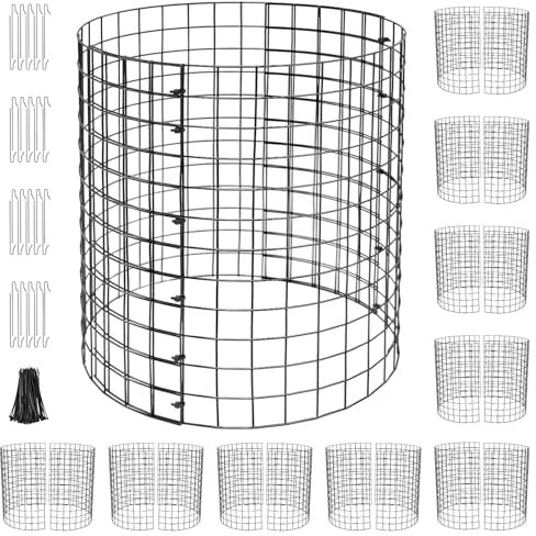 EBUY Confezione da 10 protezioni per piante in metallo (33 cm di diametro 14,2 H) per tenere lontani gli animali, per la protezione del giardino di fiori, alberelli, frutta e verdura, colore nero