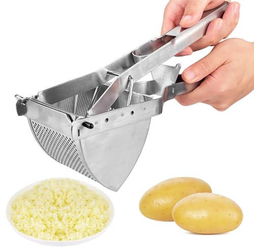 Brevanza Kartoffelpresse Edelstahl Stabil, Potato Ricer, Kartoffelquetsche Aus Edelstahl, Kartoffelpüree Spätzlepresse, Kartoffelpresse Aus Rostfreiem für Gemüsebrei, Kartoffelpüree, Obstsäfte, Püree