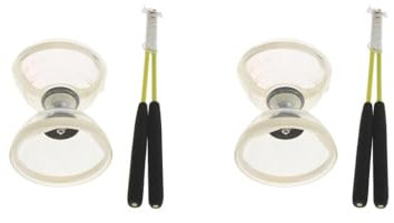 Mealoodiousmusea 2 Set Jonglierspielzeug Triple Bearing Diabolo mit Handstäben & Schnur weiß, 13 cm