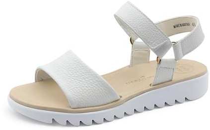 Paul Green Damen, Frauen Sandaletten,Sommersandalen,bequem,flach,Sommerschuhe,Freizeitschuhe,offene Schuhe,Strandschuhe,Weiß (JA),37.5 EU / 4.5 UK