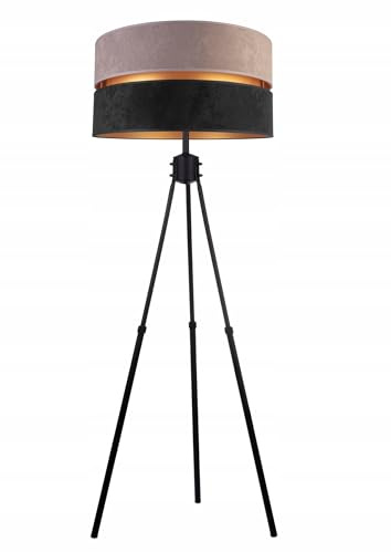 Stehlampe Wohnzimmer Grau-Schwarz-Gold Stehleuchte Standleuchte mit Dreibeinstativ Design Modern E27 Fassung Leselampe Max. 60W Wohnzimmerlampe Bettlampe