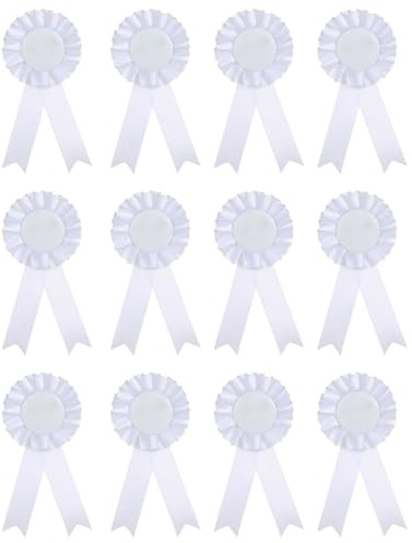 12 st tomma prisband rosett, 1:a plats utmärkelse, vinnare hedervärda pris märke band för skoltävlingar, vit