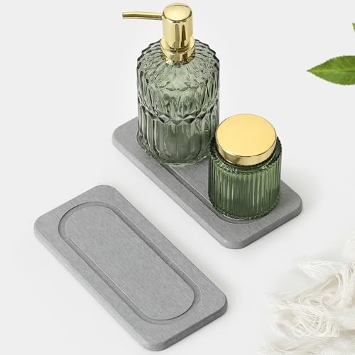 Homdiva Kieselstein-Wasserabsorbierendes Spülbecken-Tablett für Küche und Badezimmer, schnell trocknende Seifenschale, Make-up, Schminktisch, Spender, Schwammhalter, Raum-Organizer, Hellgrau, 20,3 x