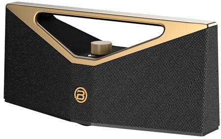 BUGANI Brief Pro Cassa Portatile Bluetooth 160W, Hi-Res Audio, 12 Ore di Riproduzione, Cassa Potente con Sottobasso per Jazz, Altoparlante Esterno per Campeggio, Spiaggia, Festa, Dorato