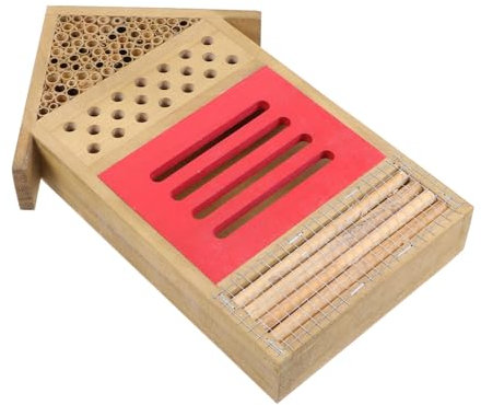 TINEASUR Holz Bienenhaus Nisthilfe Für Wildbienen Und Insekten Garten Dekoration Schutzhaus Aus Langlebigem Holz Geeignet Für Schmetterlinge Marienkäfer Und Florfliegen