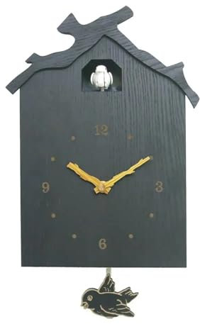 WENYOG Reloj de Cuco Reloj de Cuco de Madera Negro for Sala de Estar, Columpio, Reloj de Pared, Reloj Despertador con pájaro, Hora del día en casa for niños