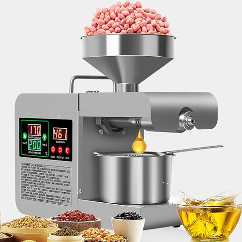 SNBGRYE Prensa De Aceite AutomáTica De 820W (Control De Temperatura De 40 A 240 ℃), Molinillo De Aceite De Semillas Comercial, Prensa En FríO/Caliente, Prensa De Engranajes De 3 Etapas