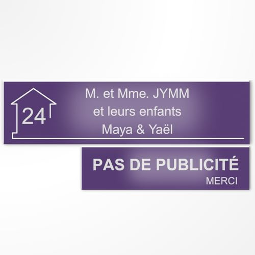 Plaque Boîte aux Lettres et Stop Pub Personnalisée Orange/Blanc | Lot de 2 Plaques boîte aux lettres et Pas de Publicité , Gravure Laser, 22 Couleurs, Avec ou Sans Motif, Adhésif 3M
