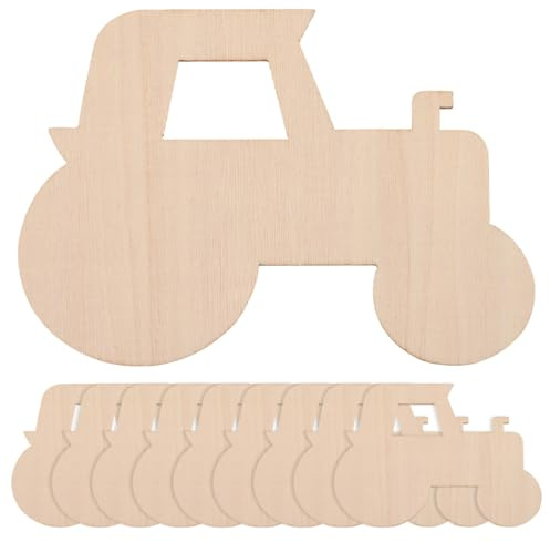 PartyKindom Holztraktor Bastelset 20 StüCk Unbehandelte Holzscheiben Traktorform 3.15X2.36 Zoll Mini Holztraktor Zum Bemalen Diy Deko FüR Kinder Bastelprojekte