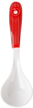 ALMLNLL Cuchara sopera de cerámica 18 cm (7 Pulgadas), cucharas soperas Chinas, asiáticas, japonesas Grandes for Sopa Ramen y Dumplings, 1 Unidad, Cuchara for Helado(Red)