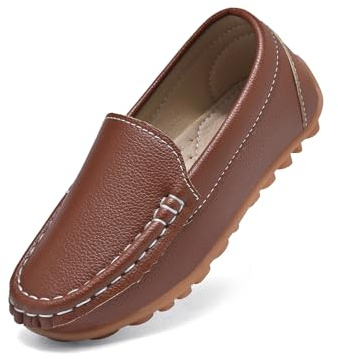 Yeeteepot Mocasines de PU Cuero para Niños Marrón 24 EU = 25 CN