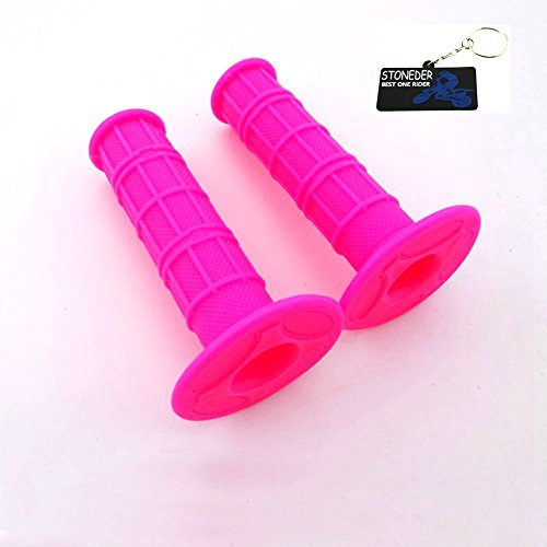 STONEDER, manopole rosa in resistente gomma morbida, per impugnatura acceleratore, per pit bike e motocross