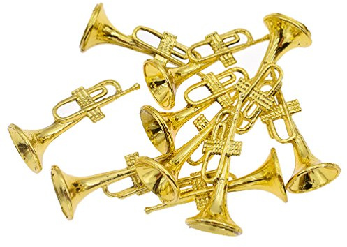 Hongma Mini 10x Weihnachtsbaumschmuck Set Cello Trompete Saxophon Gold Kunststoff Doko Zubehör