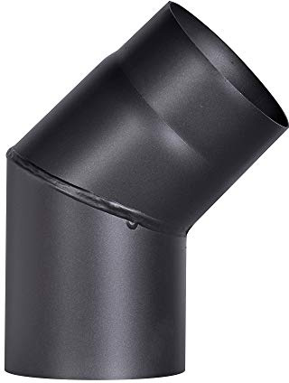 FIREFIX R130/B4O Ofenrohrbogen aus 2 mm starken Stahl (Rauchrohr) in 130 mm Durchmesser, für Kaminöfen und Feuerstellen, Senotherm, schwarz, 45 Grad, ohne Reinigungstür