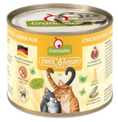GranataPet DeliCatessen Huhn PUR, Nassfutter für Katzen, Futter ohne Getreide & ohne Zuckerzusätze, Katzenfutter mit hohem Fleischanteil & hochwertigen Ölen, 6 x 200 g | Alleinfuttermittel, Getreidefrei, Ohne Zuckerzusatz, Taurin & Grünlippmuschel, Hoher Fleischanteil, Made in Germany