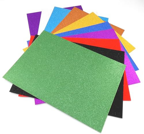 Happium 10 Stück Glitzerkarton, A4, 250 g/m², gemischte Glitzerkartons, diese werden häufig für Bastelprojekte, Grußkarten oder andere kreative Aktivitäten verwendet.