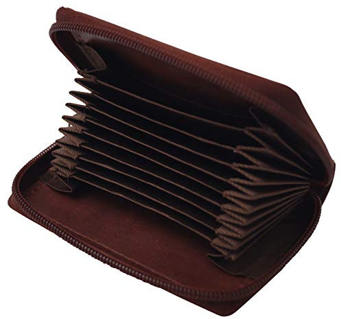 GERMANUS Brieftasche Kreditkartenetui Zip - Leder (Dunkelbraun)