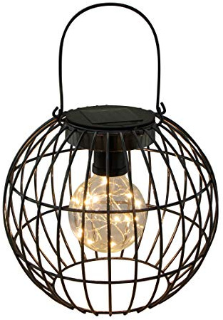 Dehner Solar-Drahtglühbirne, Ø 20.5 cm, Höhe 17.5 cm, Metall, schwarz
