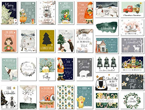 Matri & Moni Weihnachstpostkarten 32 Stück Weihnachten Karten Postkarten Weihnachtskarten