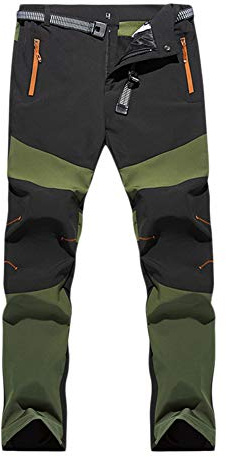 Pantalon de Randonnée en Plein Air pour Hommes - Sport Léger Coupe-Vent à Séchage Rapide - Chasse D'Extérieur avec Ceinture - Montagne, Armée Verte, 4XL