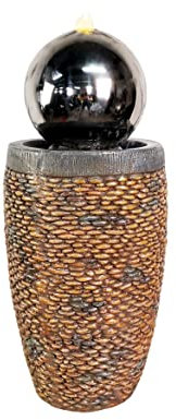 Sphere with Pebble Column Solar Powered Water Feature With Water Tablets With Cover,Waterfall, Water Fountain, Garden Decoration, Garden Feature