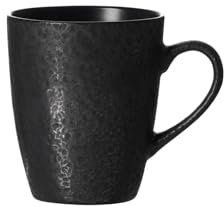 Ritzenhoff & Breker Kitwe Kaffeebecher, 370 ml, Henkelbecher mit matter Maserung, Reaktivglasur, Steingut, Schwarz