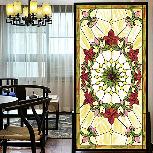 LXDWEI Película de privacidad para ventanas, estilo europeo, estilo iglesia, vidrieras, sin pegamento, adherencia estática, calcomanías decorativas esmeriladas para ventanas, 15.7x23.6(40x60cm)(A x