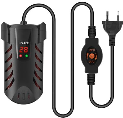 MiOYOOW Aquarienheizung Aquarium Heizstab 25/50/100/200W Energiesparende Aquarientemperaturregler Schildkrötenbeckenheizung mit intelligenter LED-Digitalanzeige für Wasserstände ab 2,5 cm